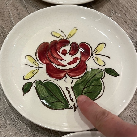 Vintage Stetson Red Rio Rose Desert Plates in basket Set of Seven - Picture 9 of 16